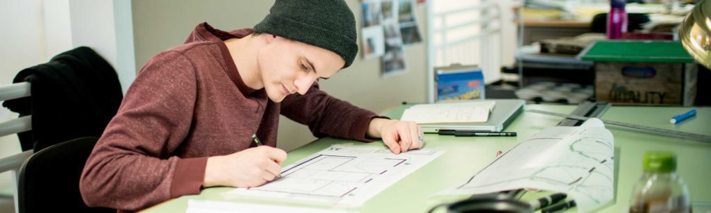 Architecture student in studio