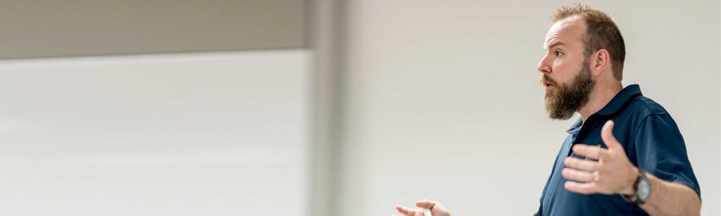 Ministries professor giving lecture
