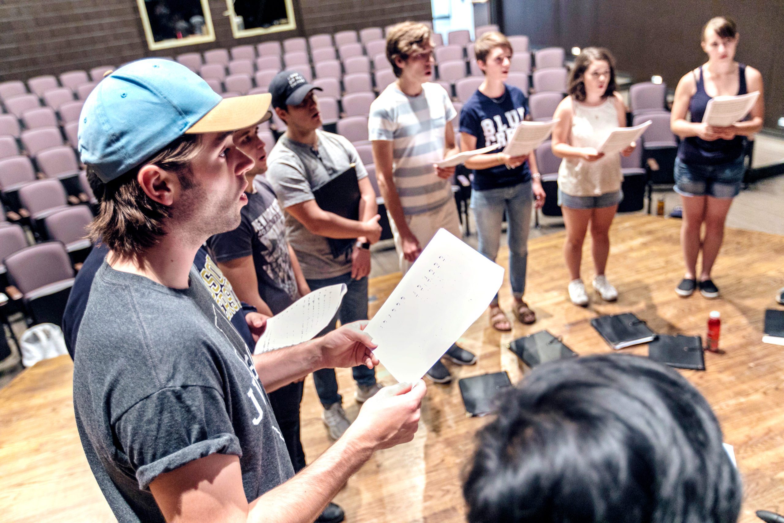 Choir students rehearsing