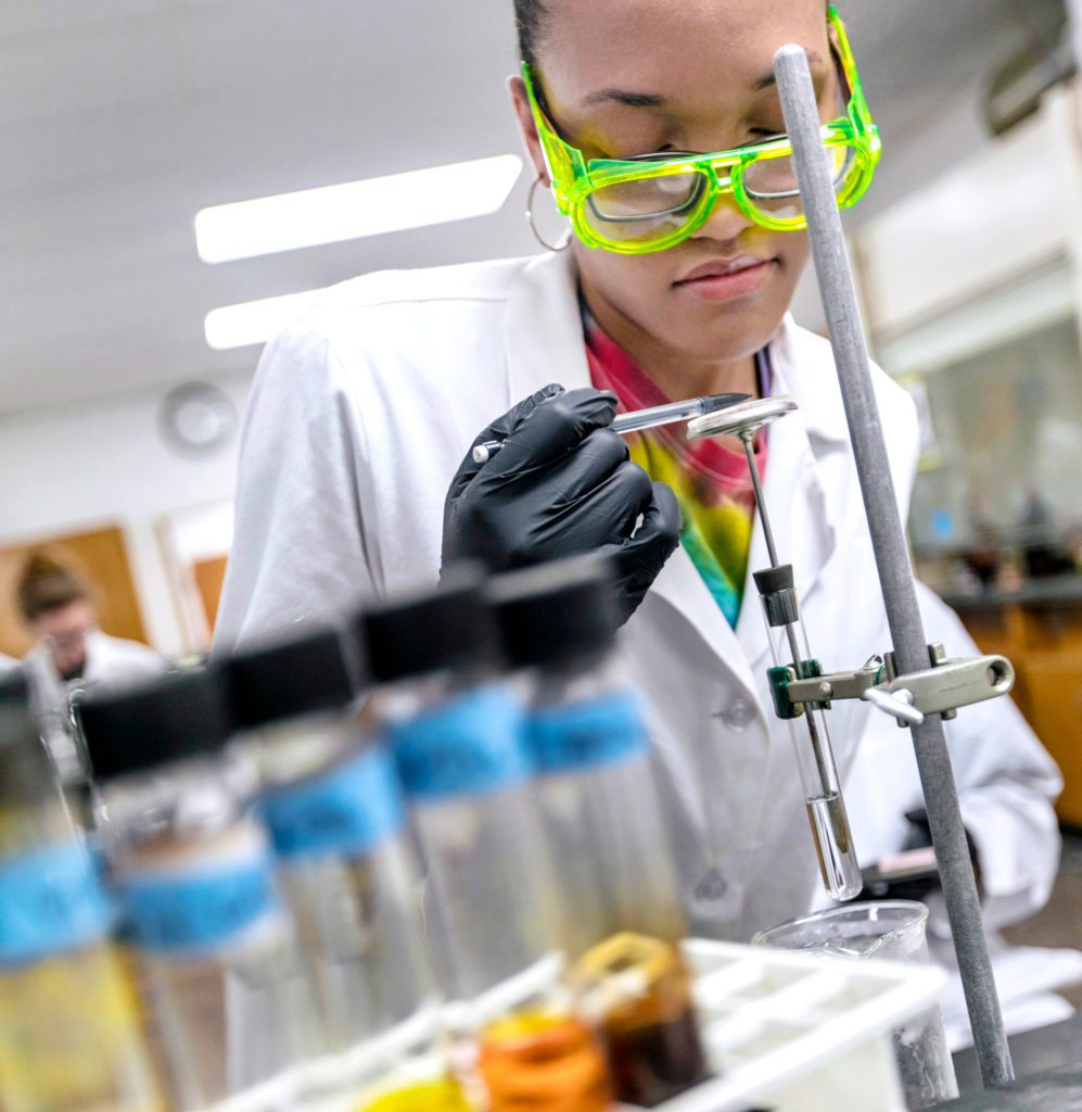 Science student working in lab