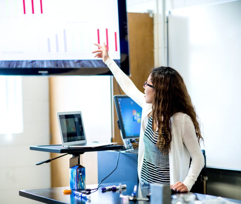 Science and Math Student giving a presentation