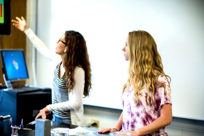 Science and Math Students giving a presentation