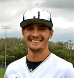 Male alumni in baseball uniform headshot