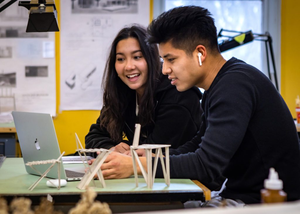 Architecture students studying