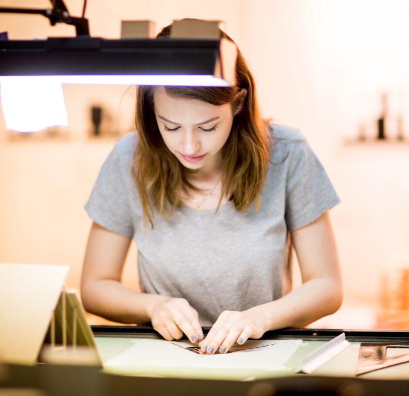 Interior Design student working in a studio