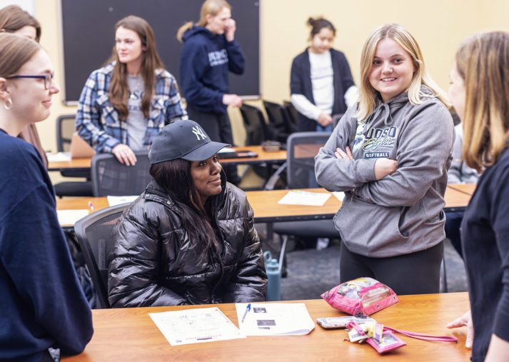 Students discussing during class