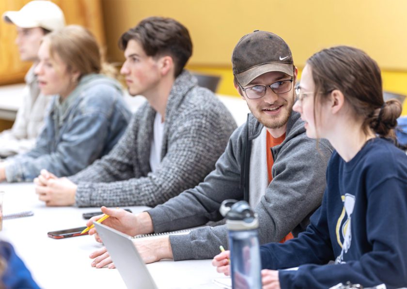 Students discussing in class